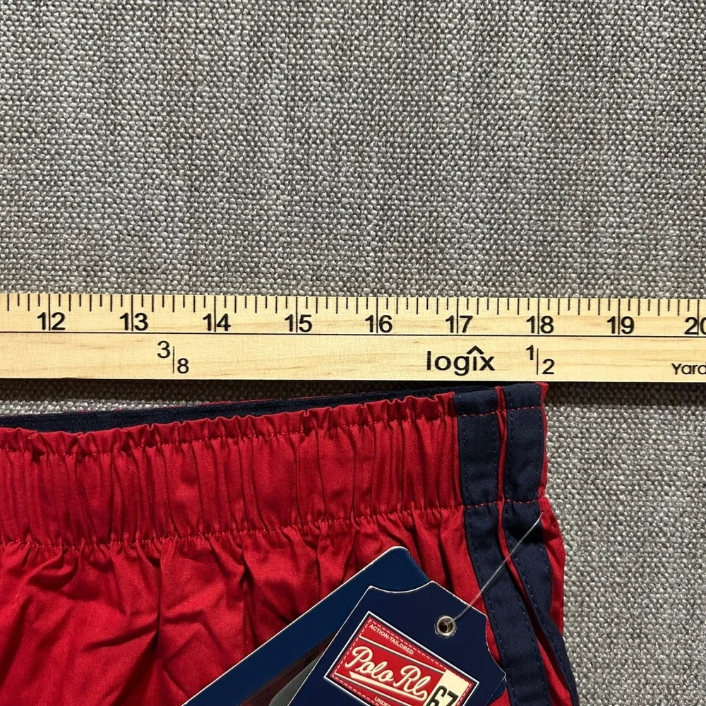 VTG Polo Ralph Lauren Boxer Shorts Mens XL Red Cotton Logo Waistband Keychain